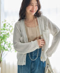 La boutique BonBon(ラブティックボンボン) 【名品・着回し最強】綿麻ラメバスケットニットカーディガン