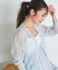 La boutique BonBon(ラブティックボンボン) 【お上品シアーニット】シアークロップドVネックカーディガン