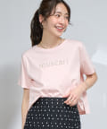 La boutique BonBon(ラブティックボンボン) 【最強愛されパールロゴ】パールモチーフクロップドTシャツ