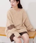 OUTLET(アウトレット) 【Kastane】メランジ袖ラインニットプルオーバー