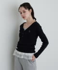 RAY CASSIN(レイカズン) 【華奢見えが叶う/追加生産決定】Vネックヘンリー胸刺繍ロングTシャツ