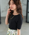 La boutique BonBon(ラブティックボンボン) 【お上品スパンコール】スパンコールリブオフショルニット