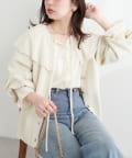 natural couture(ナチュラルクチュール) ぷっくり金ボタンミドルカーデ