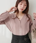 natural couture(ナチュラルクチュール) 【WEB限定】プチプラちびパールとろみブラウス