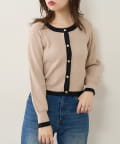 natural couture(ナチュラルクチュール) 【WEB限定】バイカラーレトロショートカーデ