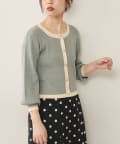 natural couture(ナチュラルクチュール) 【WEB限定】バイカラーレトロショートカーデ