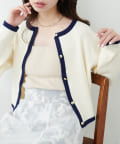 natural couture(ナチュラルクチュール) 【WEB限定】バイカラーレトロショートカーデ