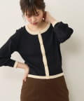 natural couture(ナチュラルクチュール) 【WEB限定】バイカラーレトロショートカーデ