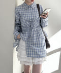 w closet(ダブルクローゼット) 【2SETアイテム】ビスチェ付チェックシャツ