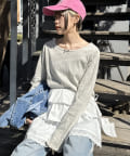 w closet(ダブルクローゼット) パターンメッシュロンT