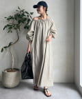 DOUDOU(ドゥドゥ) コットンリネンオフショルワンピース