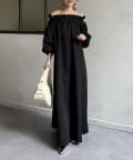 Thevon.(ゼヴォン) シャーリングネックオフショルワンピース