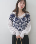 natural couture(ナチュラルクチュール) 【WEB限定】天竺刺繍ニット