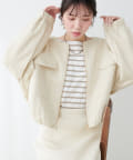m*~様 ナチュラルクチュール　ポンチスウェードノーカラーブルゾン　アイボリー ポンチスウェードノーカラーブルゾン | natural couture