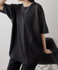 ear PAPILLONNER(イア パピヨネ) 《さらっと涼しい/シワになりにくい》ショルダー切替Tシャツ【SUM1 STYLE（スミ スタイル)】