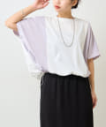 Jena　espace merveilleux(ジェナ　エスパスメルヴェイユ) 【大人女性のためのバイカラーTシャツ】バックラインドロストカットソー