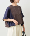 Jena　espace merveilleux(ジェナ　エスパスメルヴェイユ) 【大人女性のためのバイカラーTシャツ】バックラインドロストカットソー