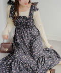 NICE CLAUP / OLIVE des OLIVE OUTLET(ナイスクラップ  / オリーブ デ オリーブ アウトレット) 【春の新作】【OUTLET限定】シャーリングロングワンピース
