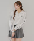NICE CLAUP / OLIVE des OLIVE OUTLET(ナイスクラップ  / オリーブ デ オリーブ アウトレット) 【春の新作】【OUTLET限定】袖レースハーフZIPジャージ