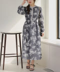 NICE CLAUP / OLIVE des OLIVE OUTLET(ナイスクラップ  / オリーブ デ オリーブ アウトレット) 【春の新作】【OUTLET限定】配色花柄プリントワンピース