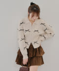 NICE CLAUP / OLIVE des OLIVE OUTLET(ナイスクラップ  / オリーブ デ オリーブ アウトレット) 【春の新作】【MARCHES】リボン付ZIPUPニット