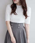 NICE CLAUP / OLIVE des OLIVE OUTLET(ナイスクラップ  / オリーブ デ オリーブ アウトレット) 【OUTLET限定】プチハイ配色メローテレコ半袖