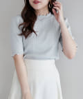 NICE CLAUP / OLIVE des OLIVE OUTLET(ナイスクラップ  / オリーブ デ オリーブ アウトレット) 【OUTLET限定】プチハイ配色メローテレコ半袖