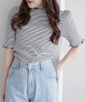 NICE CLAUP / OLIVE des OLIVE OUTLET(ナイスクラップ  / オリーブ デ オリーブ アウトレット) 【OUTLET限定】プチハイ配色メローテレコ半袖