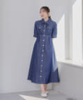 NICE CLAUP / OLIVE des OLIVE OUTLET(ナイスクラップ  / オリーブ デ オリーブ アウトレット) 【春の新作】【丈を選べる】デニムリボンシャツワンピース