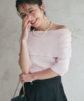 La boutique BonBon(ラブティックボンボン) 【最強美人見え】クールタッチUVオフショルリブニット