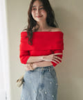 La boutique BonBon(ラブティックボンボン) 【最強美人見え】クールタッチUVオフショルリブニット