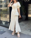 NICE CLAUP / OLIVE des OLIVE OUTLET(ナイスクラップ  / オリーブ デ オリーブ アウトレット) 【one after another】バックリボンワンピ