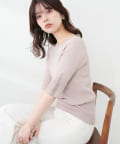 natural couture(ナチュラルクチュール) 袖口フラワー刺繍リブニット