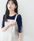 natural couture(ナチュラルクチュール) 袖口フラワー刺繍リブニット