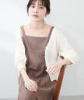 natural couture(ナチュラルクチュール) 【WEB限定】メッシュ編みクリア釦カーディガン
