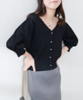 natural couture(ナチュラルクチュール) 【WEB限定】メッシュ編みクリア釦カーディガン