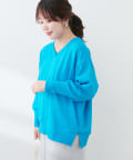 natural couture(ナチュラルクチュール) Web限定 /【ako】スリット付きVネック裏毛プルオーバー