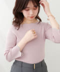 natural couture(ナチュラルクチュール) 配色スカラップ強撚ニット（７分袖）