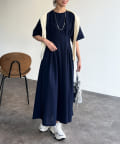 Chez toi(シェトワ) ウエストタック半袖カットワンピース