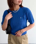 FREDY & GLOSTER(フレディ アンド グロスター) FR刺繍ケーブル柄ポケ付きニットプルオーバー