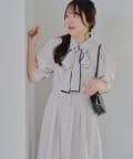 NICE CLAUP / OLIVE des OLIVE OUTLET(ナイスクラップ  / オリーブ デ オリーブ アウトレット) 【RMAF】後ろレースupボウタイワンピース【丈違い】
