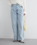 NICE CLAUP / OLIVE des OLIVE OUTLET(ナイスクラップ  / オリーブ デ オリーブ アウトレット) 【春の新作】デニム花パッチワークパンツ