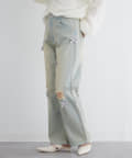 NICE CLAUP / OLIVE des OLIVE OUTLET(ナイスクラップ  / オリーブ デ オリーブ アウトレット) 【春の新作】デニム花パッチワークパンツ