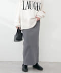 natural couture(ナチュラルクチュール) Web限定 /【プチナチュ】スリット入り細リブニットタイトスカート