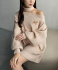 NICE CLAUP / OLIVE des OLIVE OUTLET(ナイスクラップ  / オリーブ デ オリーブ アウトレット) 【one after another】チョーカー付きニットミニワンピース