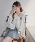NICE CLAUP / OLIVE des OLIVE OUTLET(ナイスクラップ  / オリーブ デ オリーブ アウトレット) 【春の新作】WZIP袖リボンパーカー