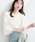 natural couture(ナチュラルクチュール) メタルチャーム付き7分袖ブラウス
