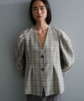 Pasterip(パセリ) Check peplum summer jacket
