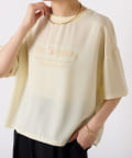 COLLAGE GALLARDAGALANTE(コラージュ ガリャルダガランテ) 【キレイめTシャツ】刺繍ロゴジョーゼットTシャツ