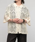 Lui's(ルイス) クロシェ編み半袖ZIPシャツ